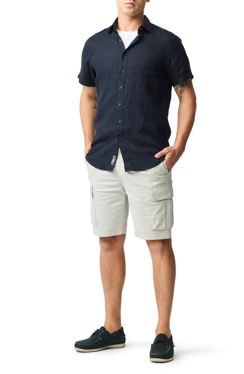 Rodd & Gunn Palm Beach Sports Fit Short Sleeve Linen Button-Up Shirt, Alternate, color, Midnight