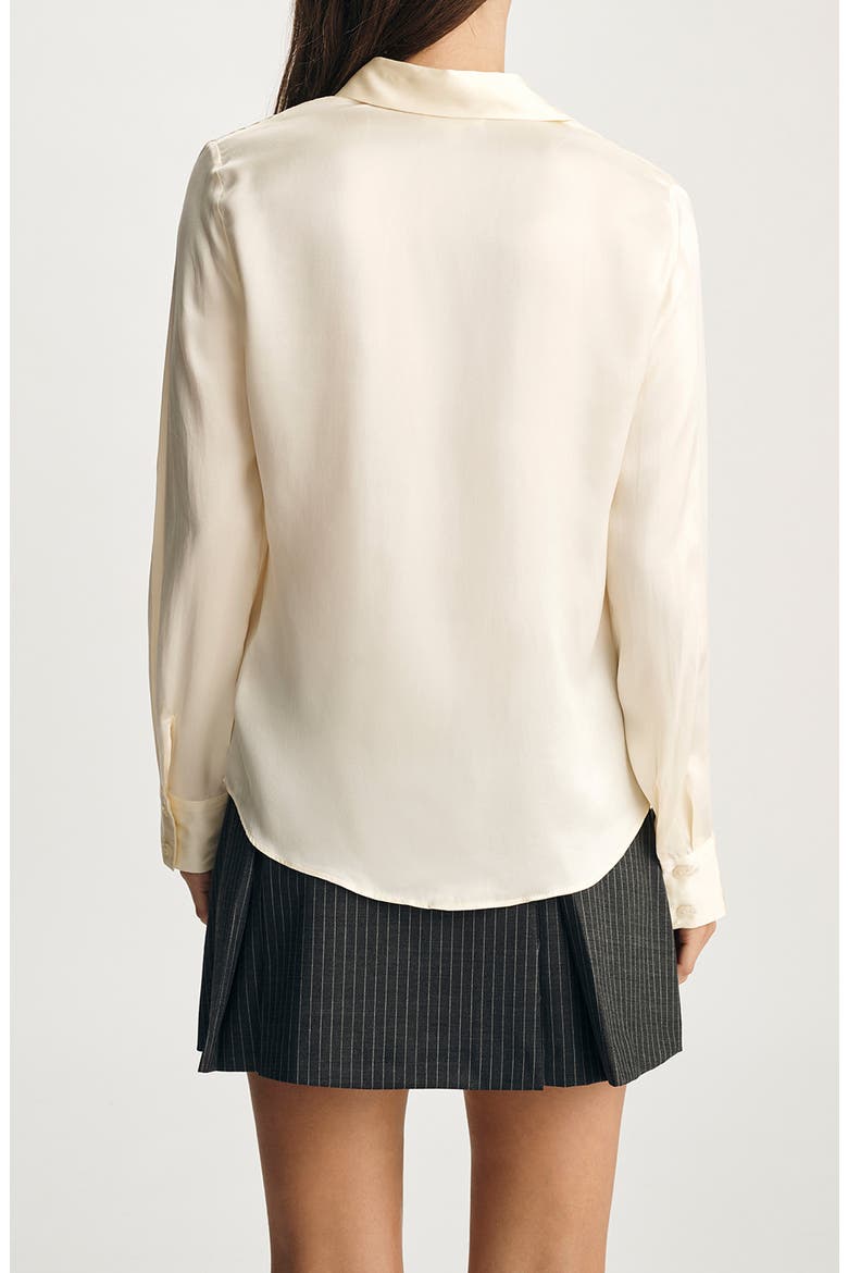 Slim Fit Silk Button-Up Shirt, Alternate, color, MARSHMALLOW