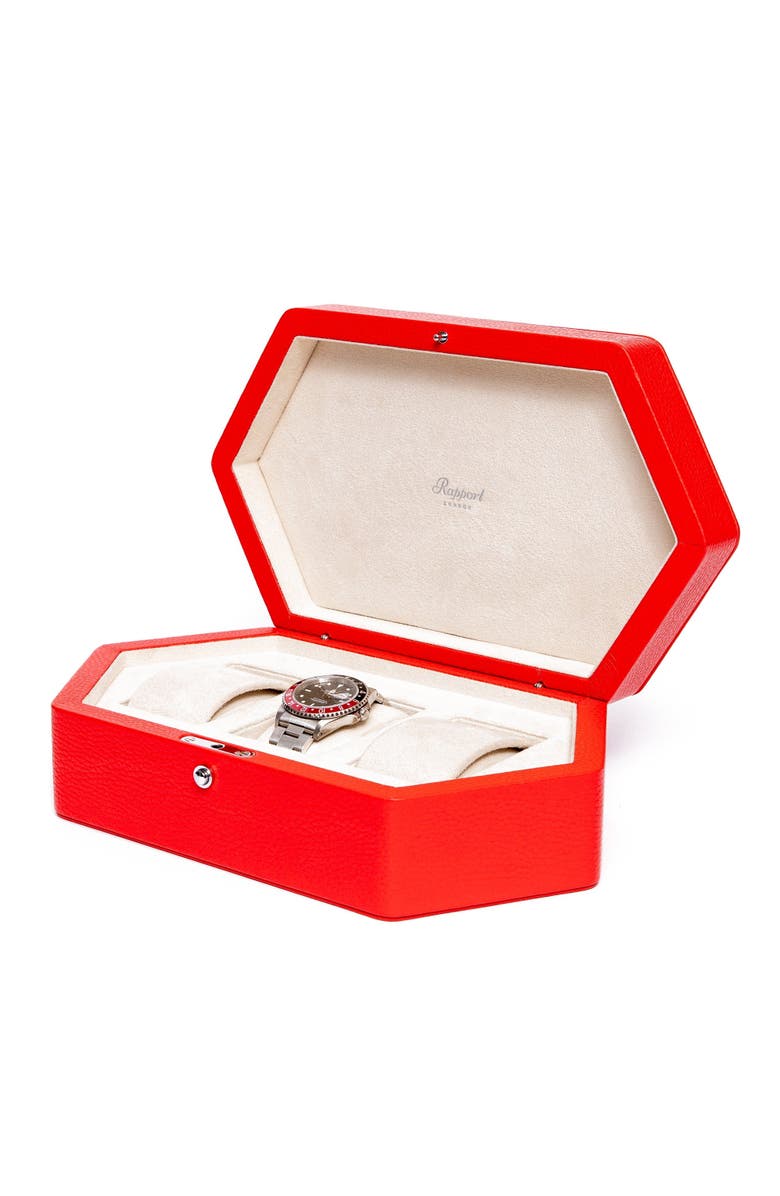 Rapport London PORTOBELLO THREE WATCH BOX, Alternate, color, Red