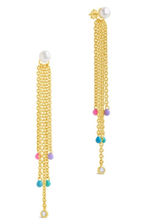 Delmare Imitation Pearl Linear Drop Earrings