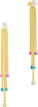 Sterling Forever Delmare Imitation Pearl Linear Drop Earrings