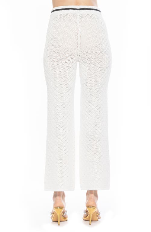 Alexia Admor Kora Cropped Open Stitch Knit Pants In Ivory
