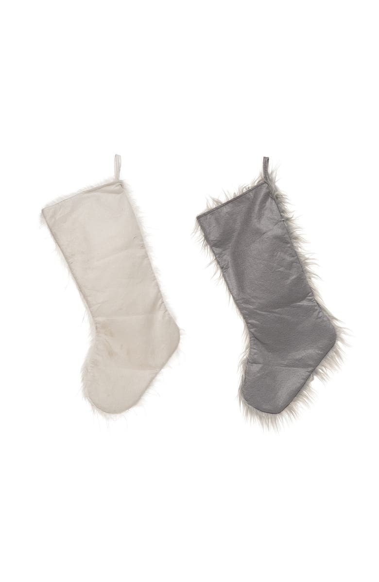 Transpac Plush Fuzzy Winter Stocking Set of Two Christmas Decor, Alternate, color, Multi