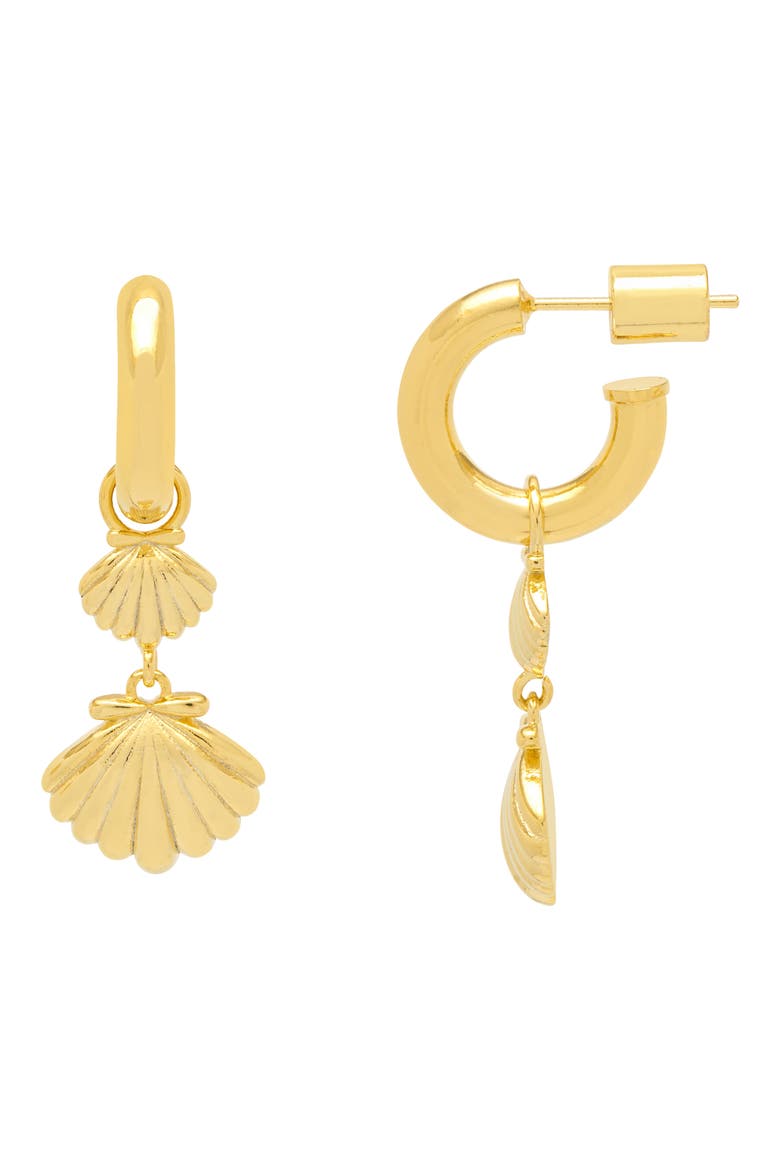 Shell Drop Hoop Earrings, Main, color, GOLD