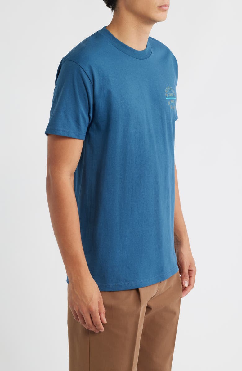 Brixton Oath V Cotton Logo Graphic T-Shirt, Alternate, color, Harbor Blue/ Dark Brown/ Teal