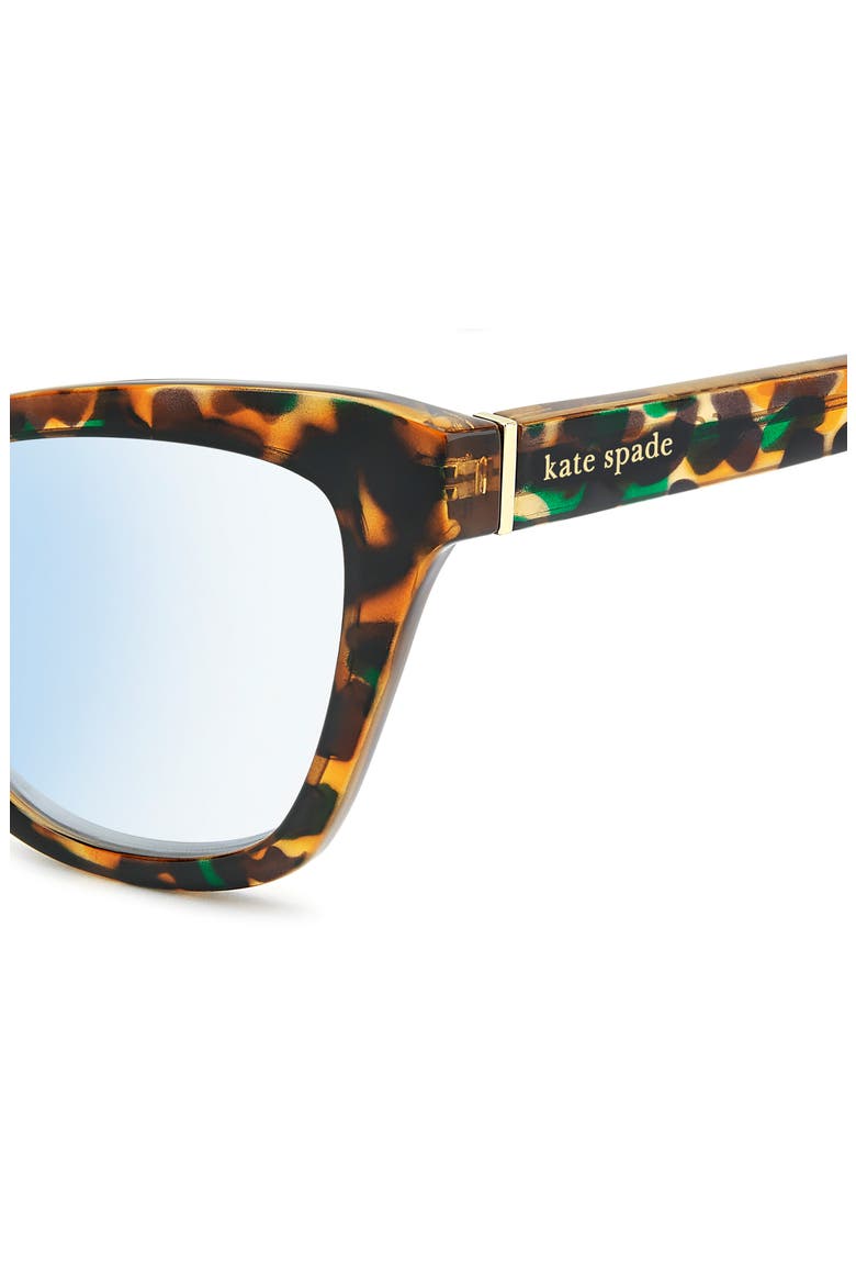 gracelyn 54mm blue light blocking rectangular reading glasses, Alternate, color, HAVANA GREEN