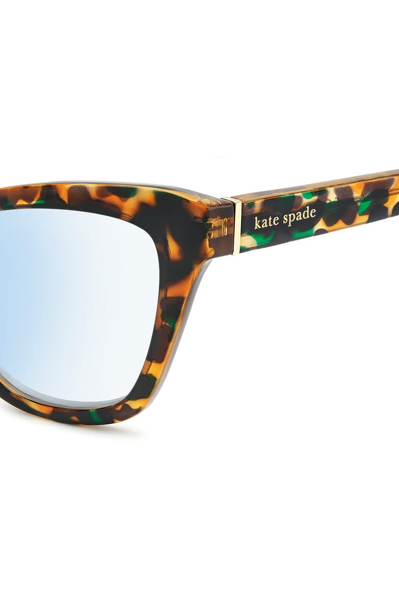 Kate Spade New York gracelyn 54mm blue light blocking rectangular reading glasses, Alternate, color, Havana Green