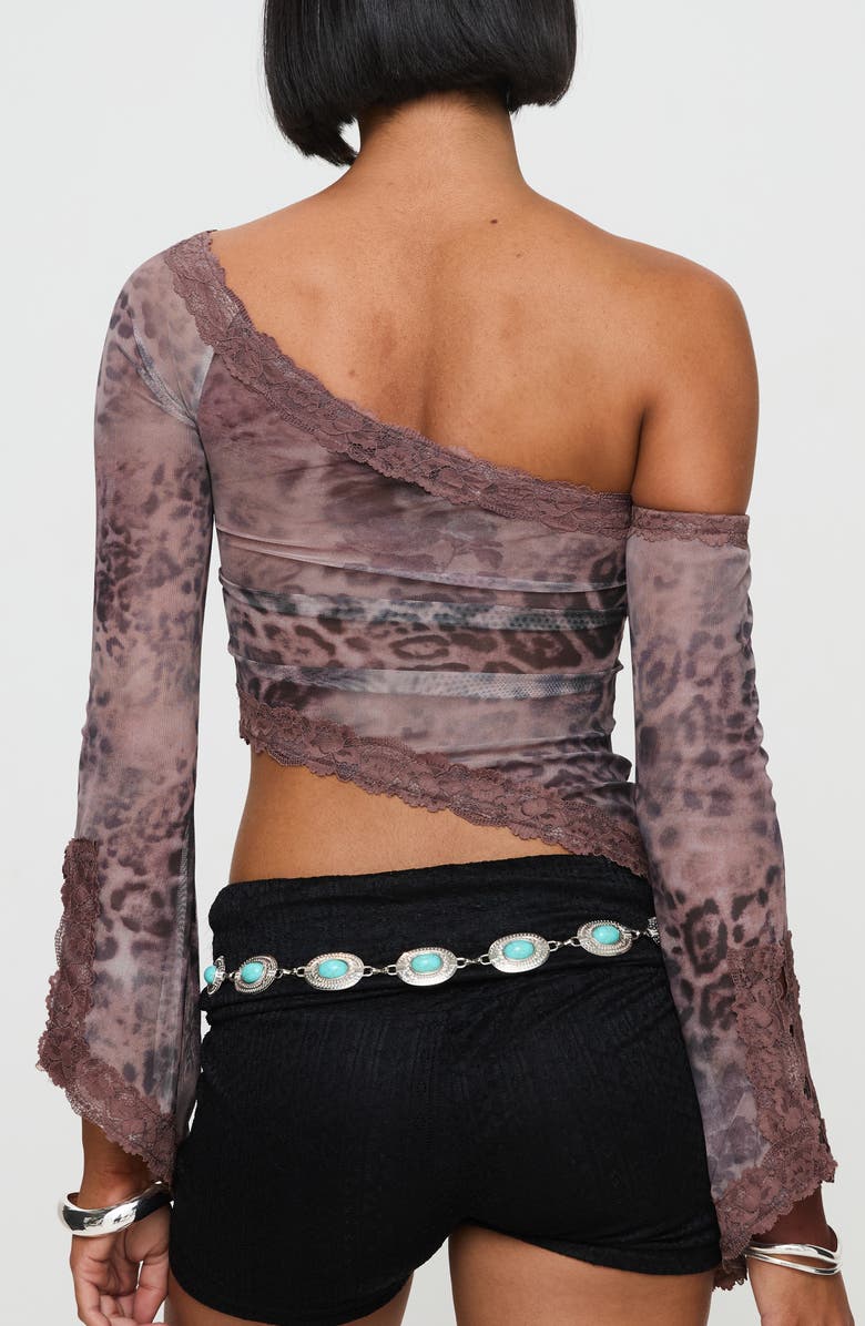 Princess Polly Empty Space Leopard Print One-Shoulder Crop Top, Alternate, color, 