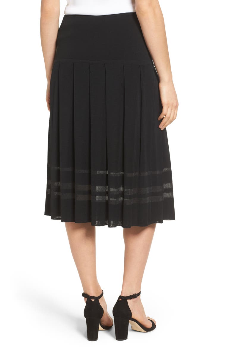 Pleated Midi Skirt, Alternate, color, BLACK