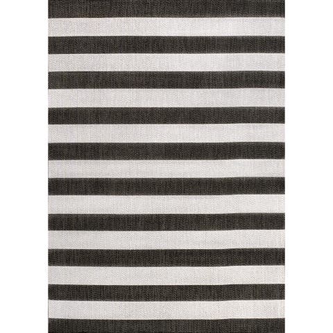 Negril Two-Tone Wide Stripe Indoor/Outdoor Area Rug