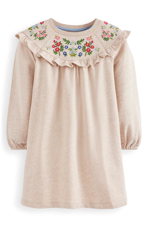 Kids' Floral Embroidered Cotton Sweatshirt Dress (Toddler, Little Kid & Big Kid)