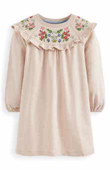 Mini Boden Kids' Floral Embroidered Cotton Sweatshirt Dress
