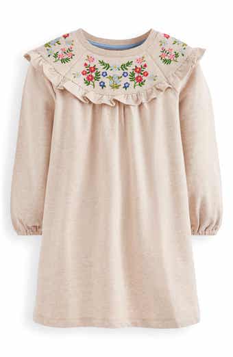 Mini Boden Kids' Floral Embroidered Cotton Sweatshirt Dress