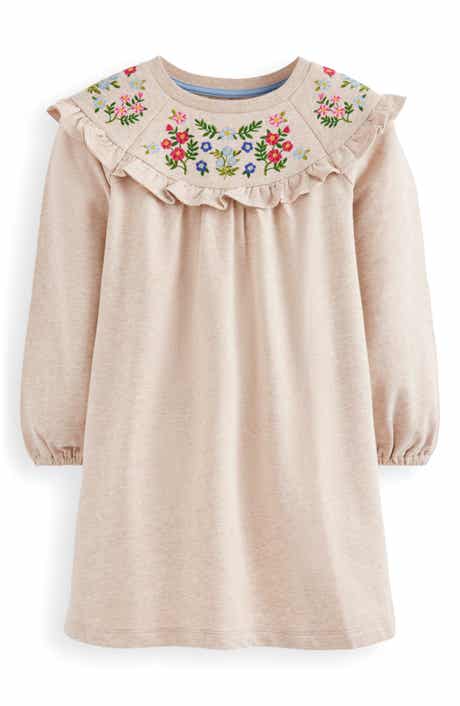 Mini Boden Kids' Floral Embroidered Cotton Sweatshirt Dress