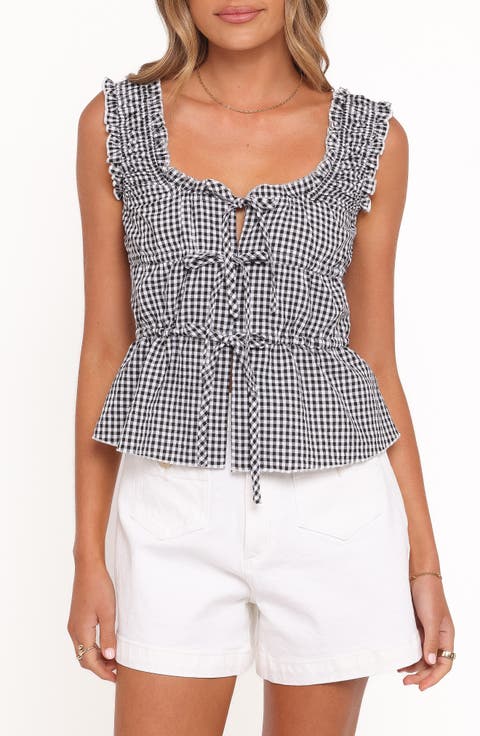 Harper Gingham Tie Front Tank