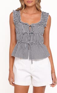 Petal & Pup Harper Gingham Tie Front Tank