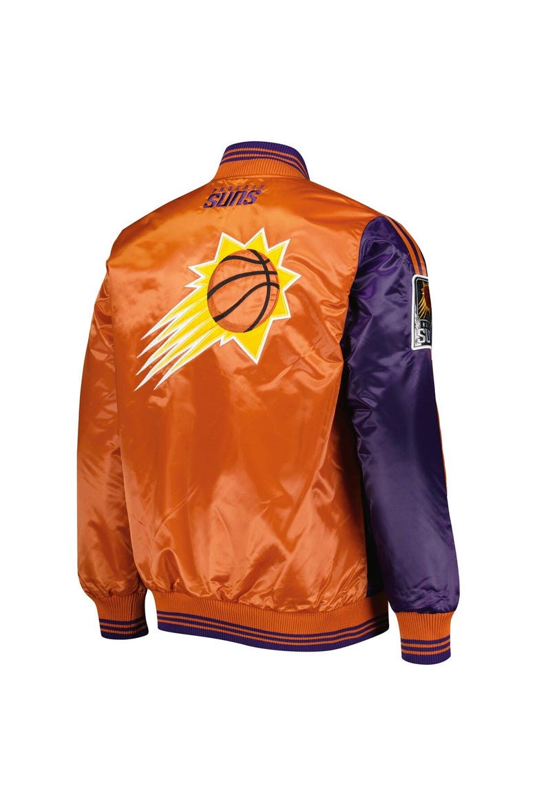 Men's Starter Purple/Orange Phoenix Suns Fast Break Satin Full-Snap Jacket, Alternate, color, Purple