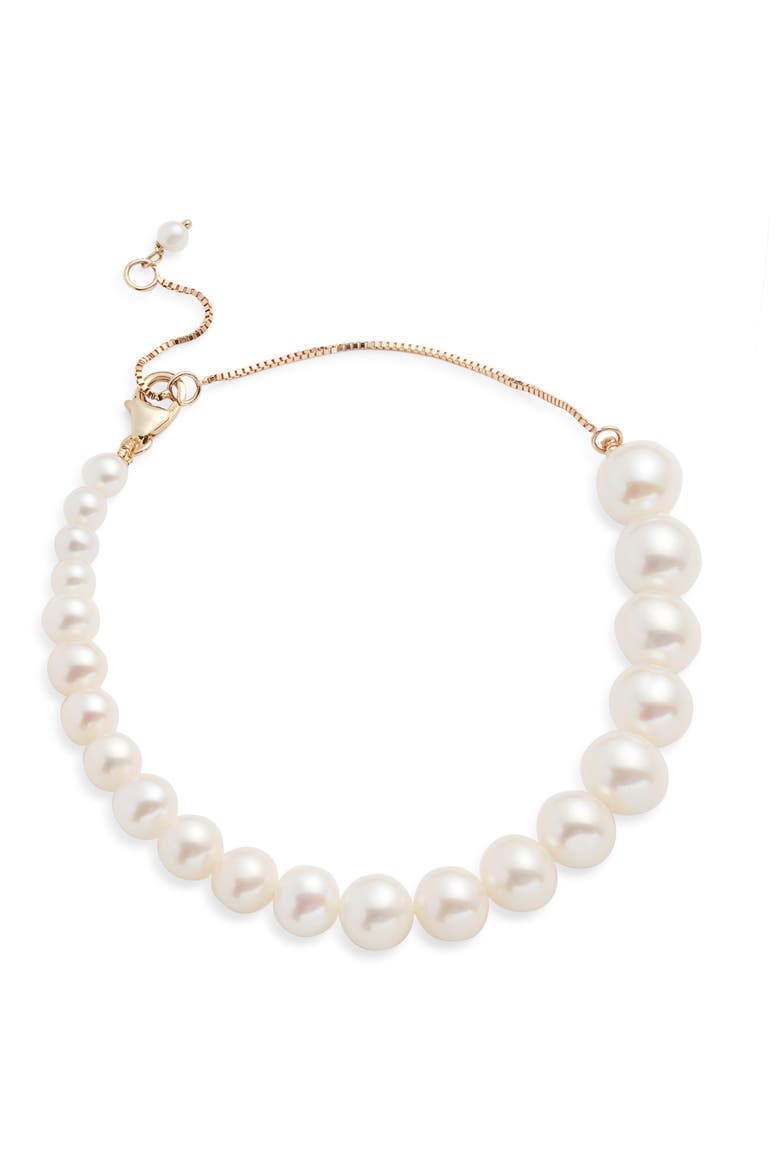 Freshwater Pearl Bracelet, Main, color, WHITE- 14K YELLOW GOLD