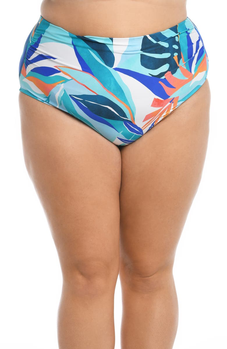 La Blanca Coastal Palms High Waist Bikini Bottoms, Alternate, color, 