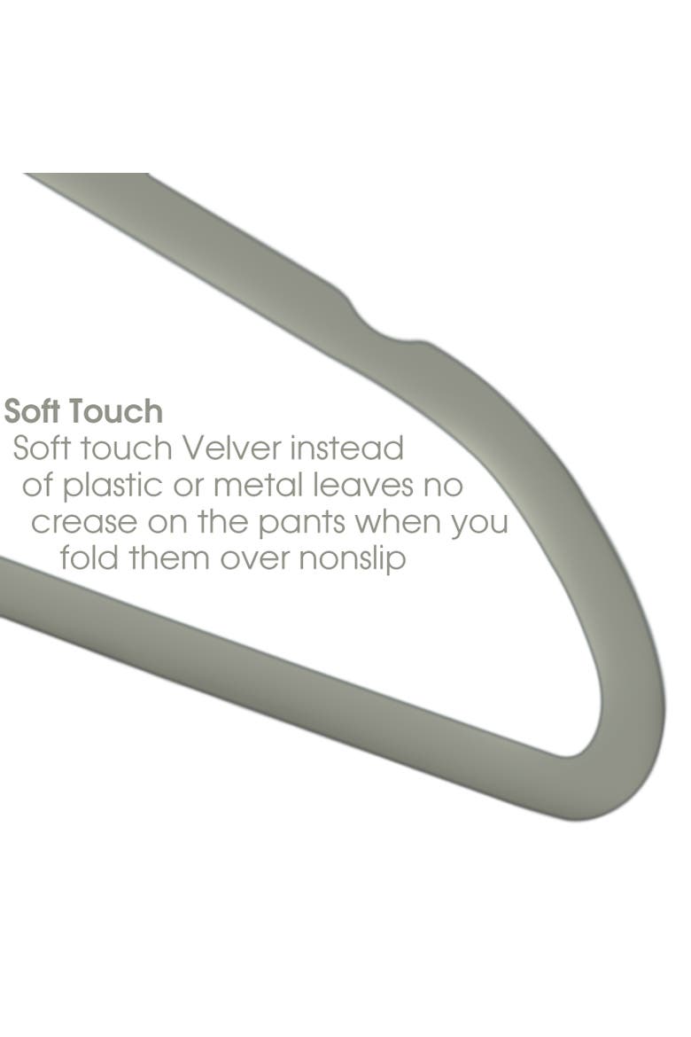 50 Piece Flocked Velvet Clothes Hangers with Stainless Steel Swivel Hooks, Alternate, color, Grey