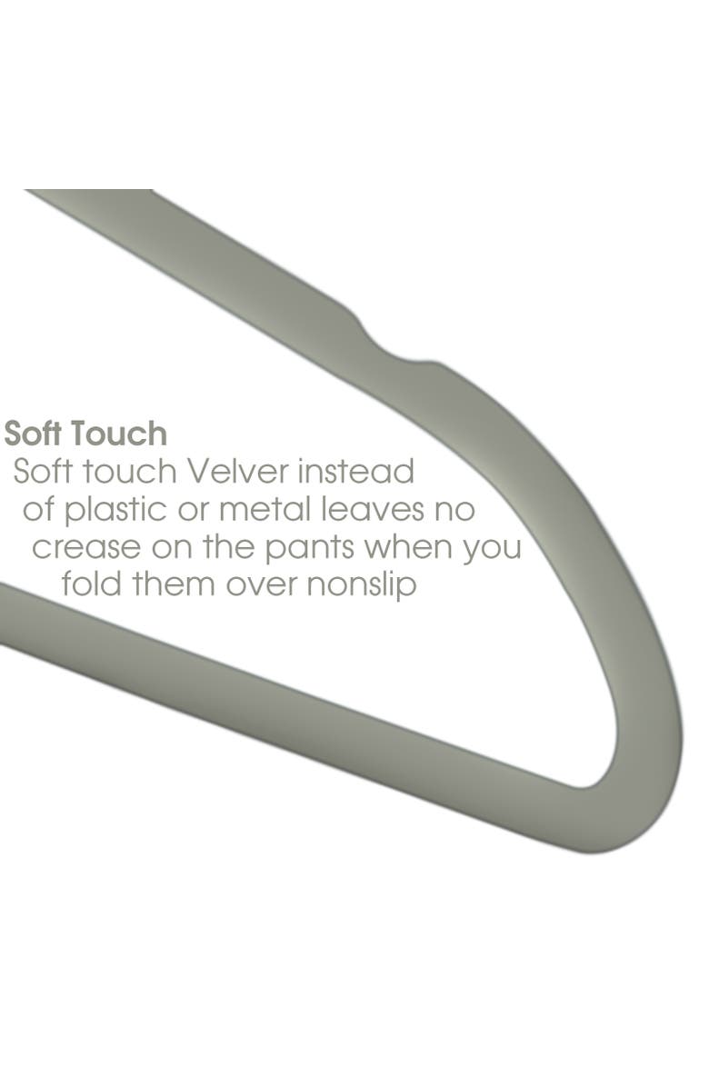 Elama Home 50 Piece Flocked Velvet Clothes Hangers with Stainless Steel Swivel Hooks, Alternate, color, Grey