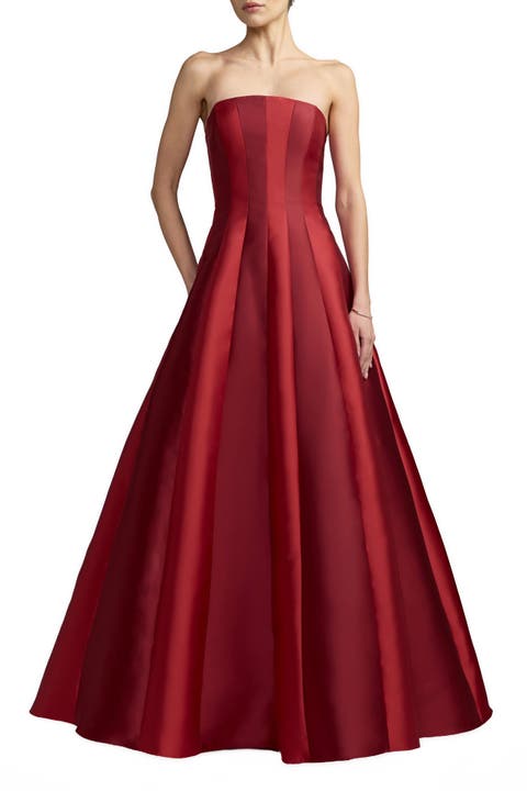 Strapless Paneled Mikado Ballgown