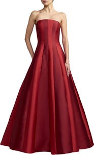 Mac Duggal Strapless Paneled Mikado Ballgown