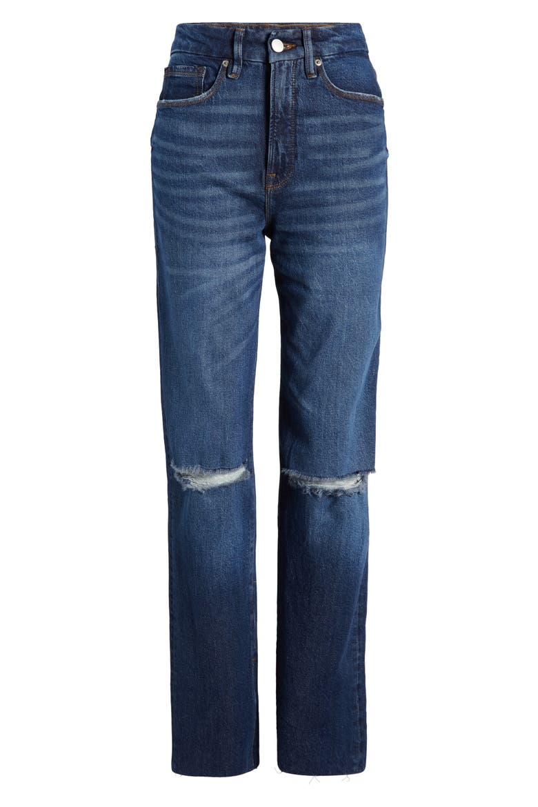Good Boy Split Hem High Waist Straight Leg Jeans, Alternate, color, INDIGO705