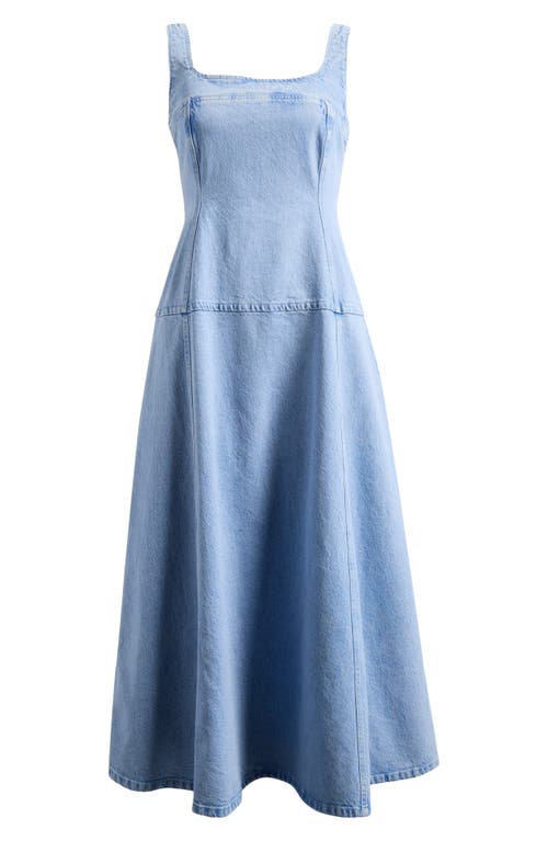 Topshop Sleeveless Drop Waist Denim Midi Dress In Multi