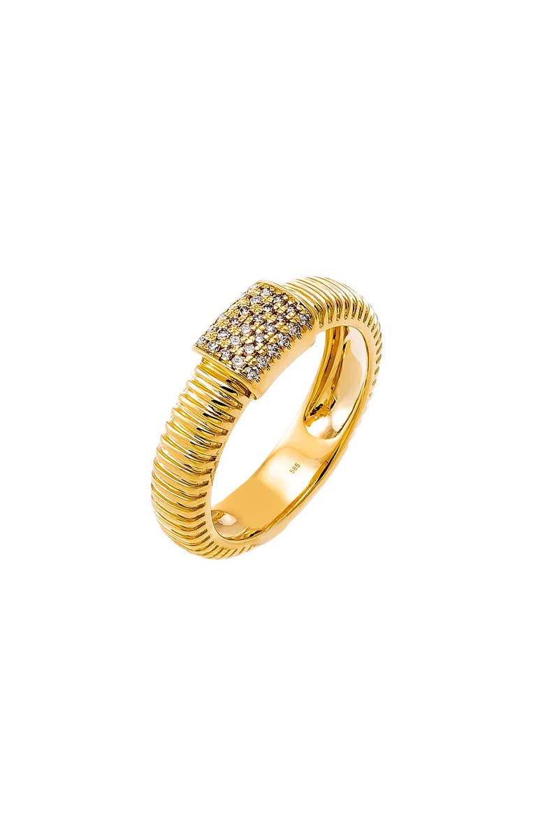BY ADINA EDEN Wide Diamond Pave Accented Ridged Band Ring 14K, Main, color, 