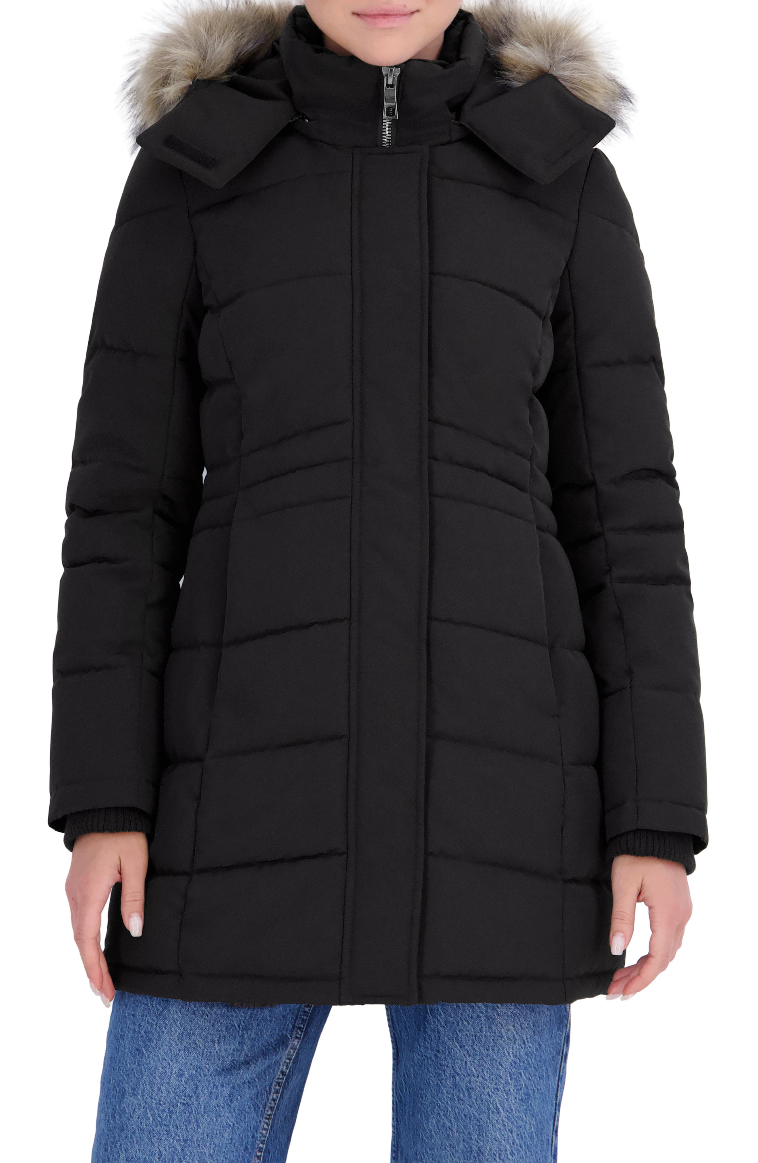 Faux Fur Trim Puffer Jacket
