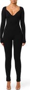 Naked Wardrobe Faux Bustier Ribbed Long Sleeve Jumpsuit