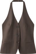 MANGO Halter Stretch Linen & Cotton Vest