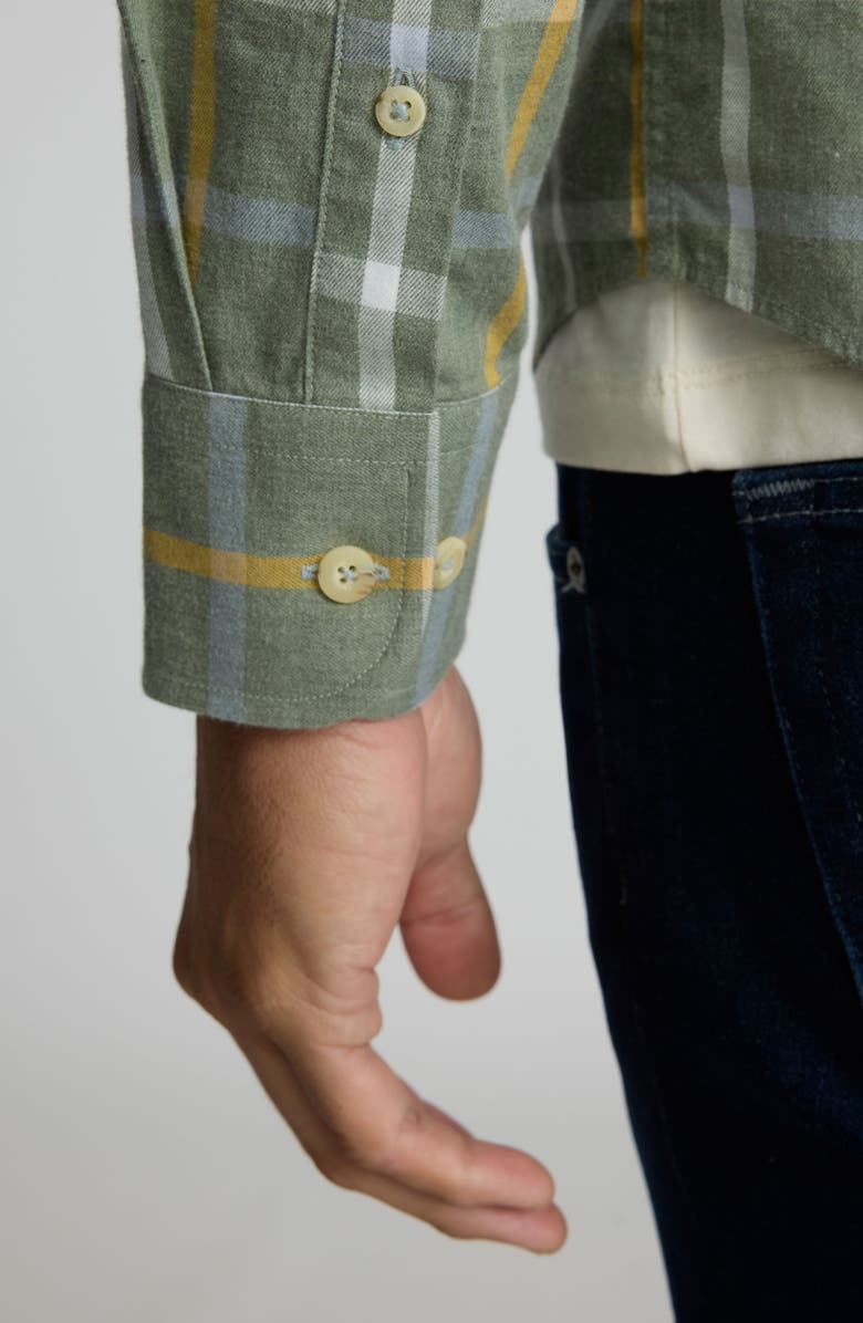 UNTUCKit Silva Windowpane Check Cotton Flannel Button-Up Shirt, Alternate, color, Green