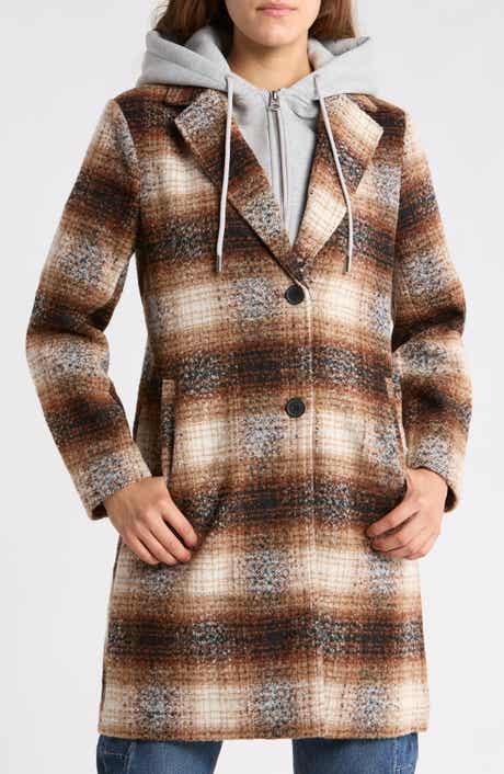 Plaid Walker Coat with Hood