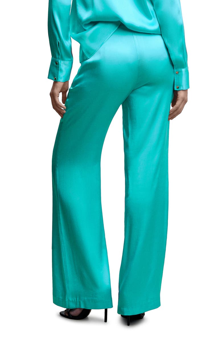 MANGO Satin Palazzo Pants, Alternate, color, Turquoise