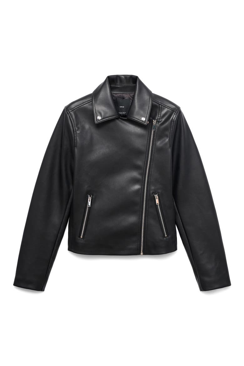 Faux Leather Moto Jacket, Alternate, color, BLACK