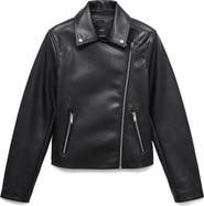 MANGO Faux Leather Moto Jacket