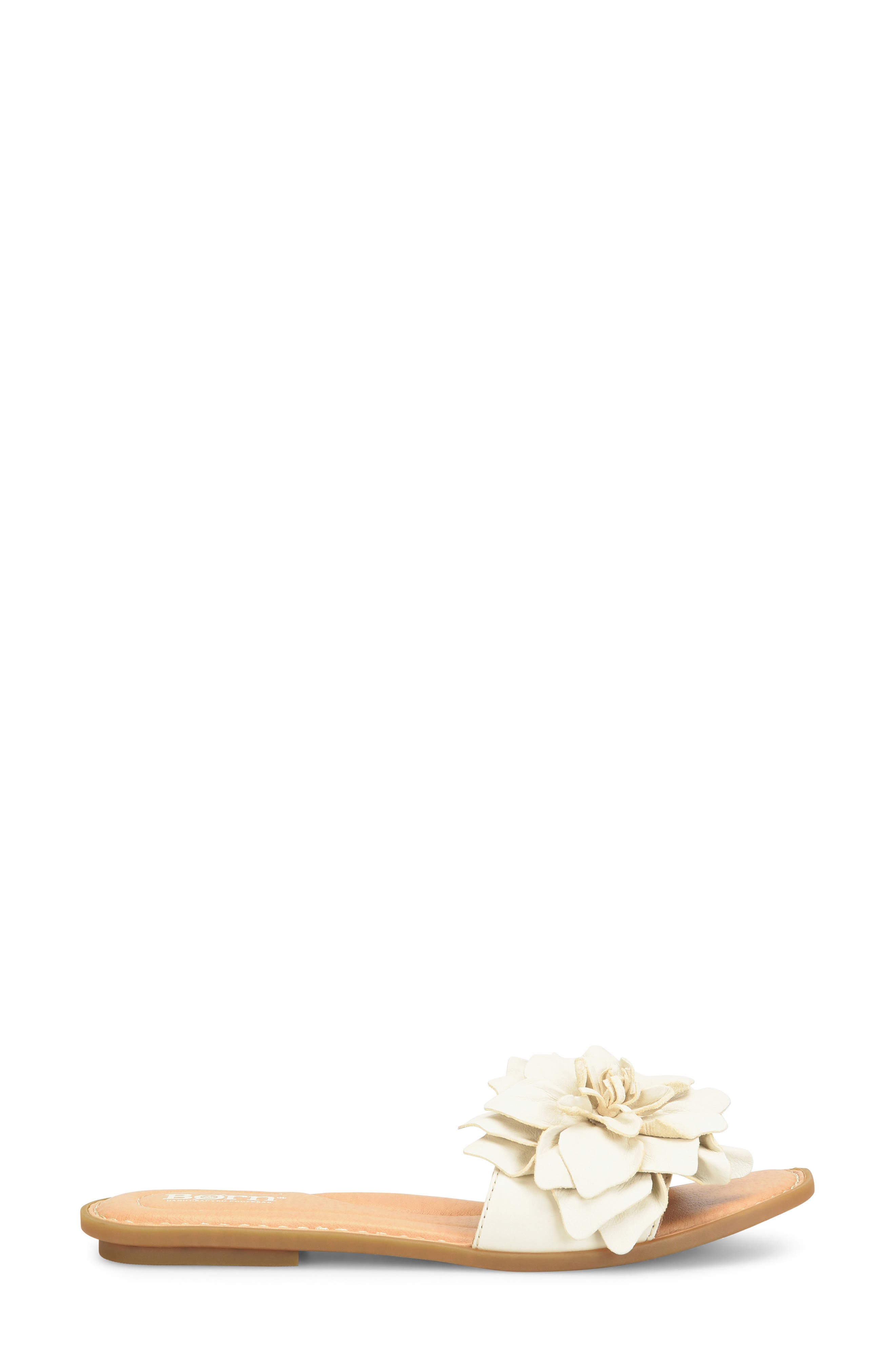 Hibiscus Slide Sandal, Alternate, color, CREAM LEATHER