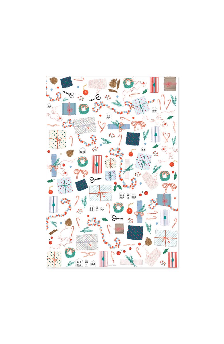 Ramus & Co Two-Sided "Merry Gifting" Heavyweight Christmas/Holiday Gift Wrap, Alternate, color, Multicolored