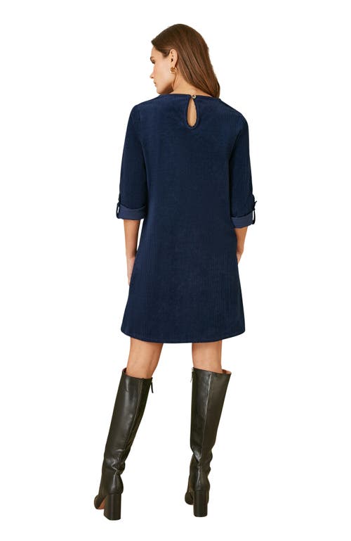 Yumi Cord Tunic Dress With Pockets In Blue