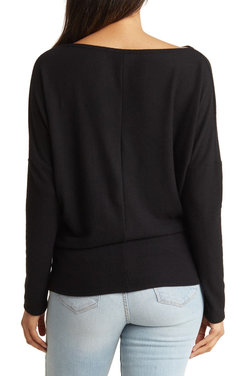 GO COUTURE Boatneck Dolman Sweater, Alternate, color, Black Print 1