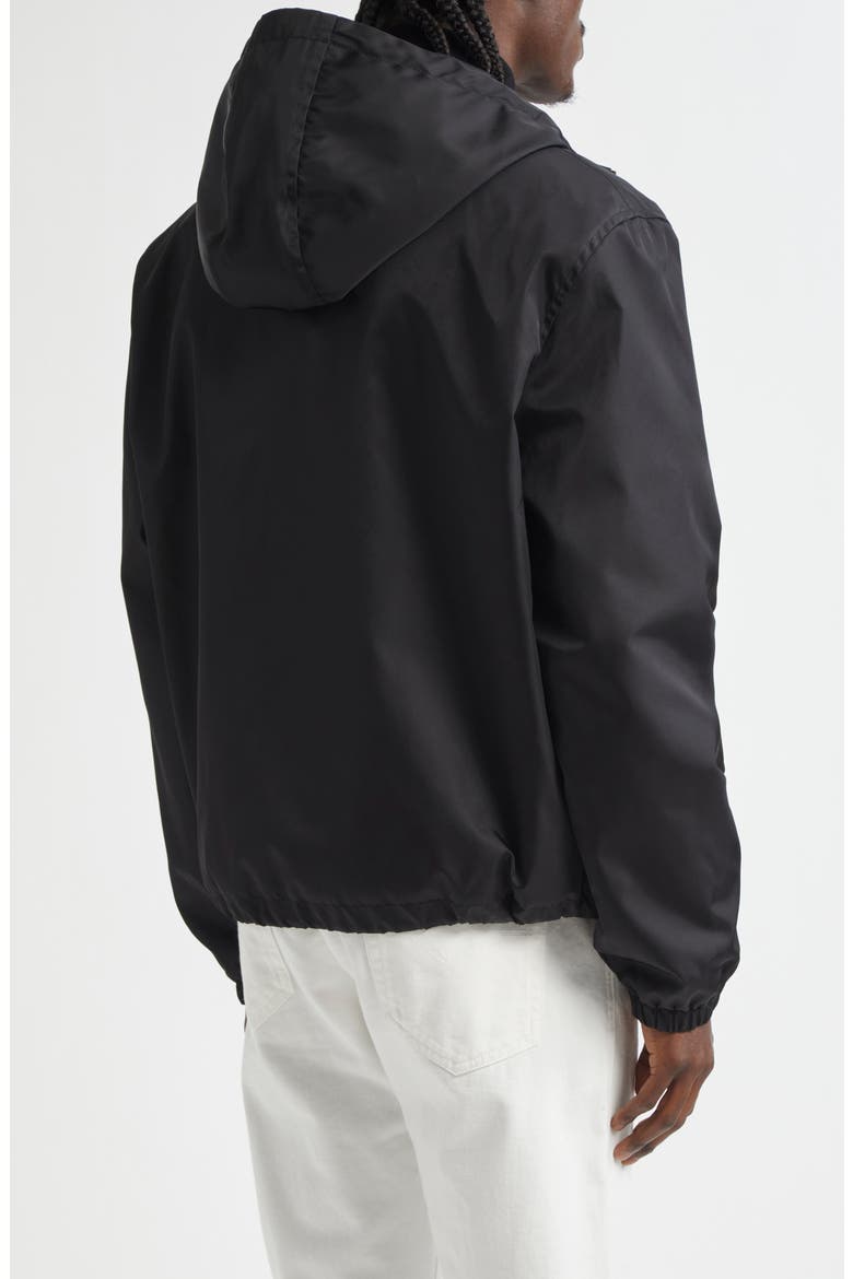 Nylon Twill Hooded Windbreaker, Alternate, color, BLACK