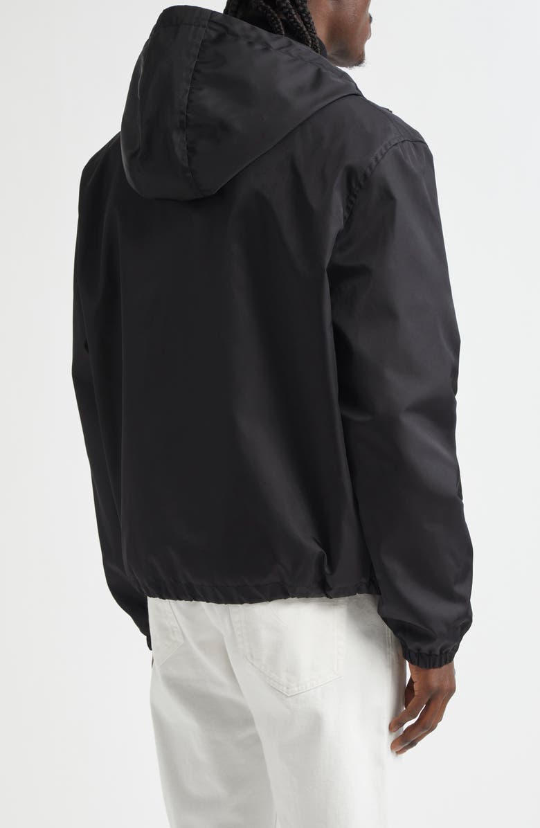 Versace Nylon Twill Hooded Windbreaker, Alternate, color, Black