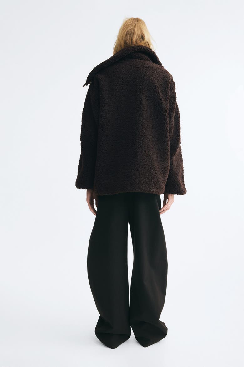 Oversized Teddy Fleece Jacket, Alternate, color, Dark brown