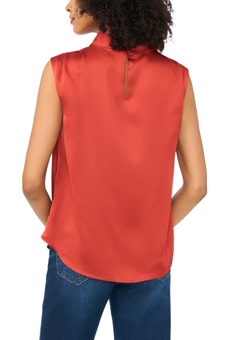 Mock Neck Sleeveless Satin Top, Alternate, color, FIRESIDE