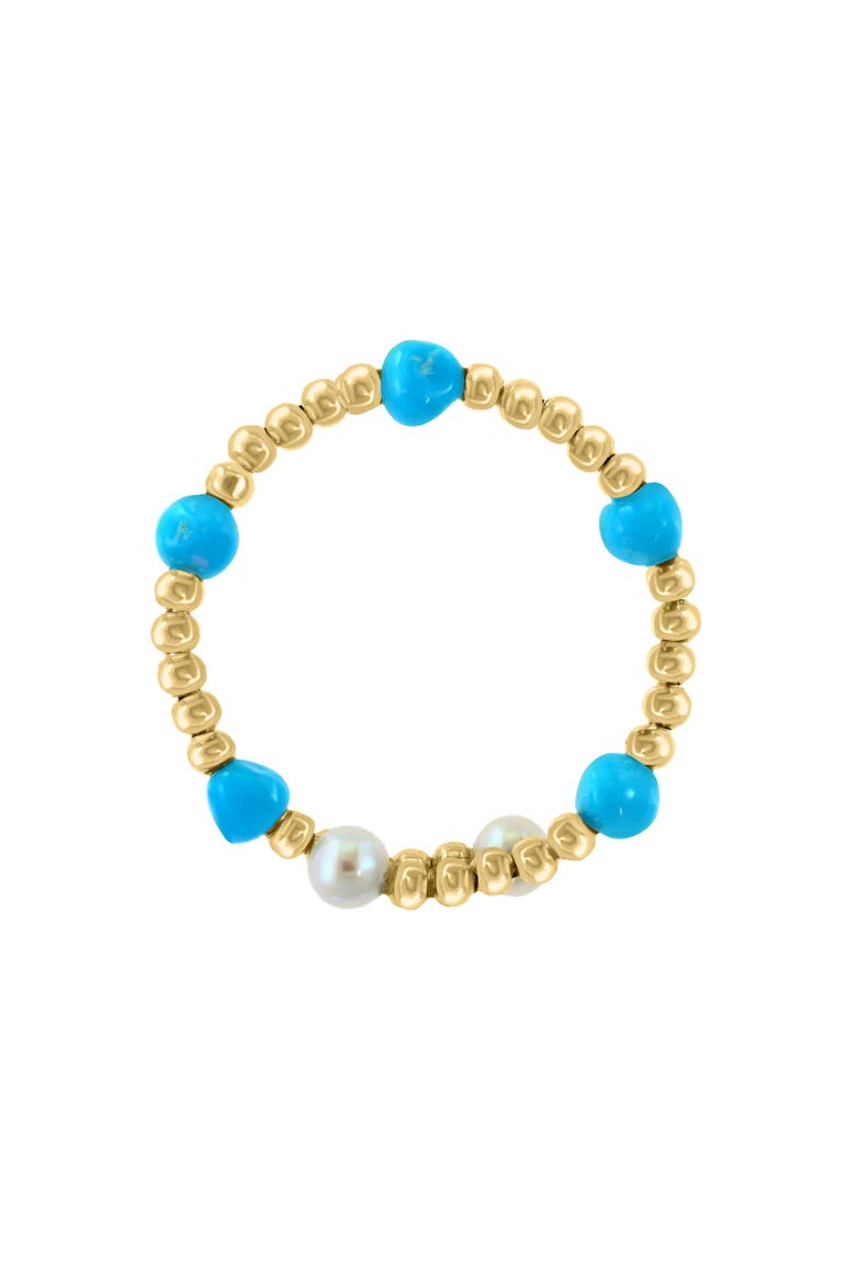 14K Gold Freshwater Pearl & Turquoise Ring, Alternate, color, GOLD MULTI