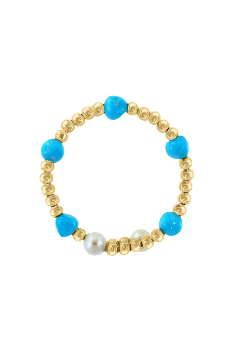 EFFY 14K Gold Freshwater Pearl & Turquoise Ring, Alternate, color, Gold Multi