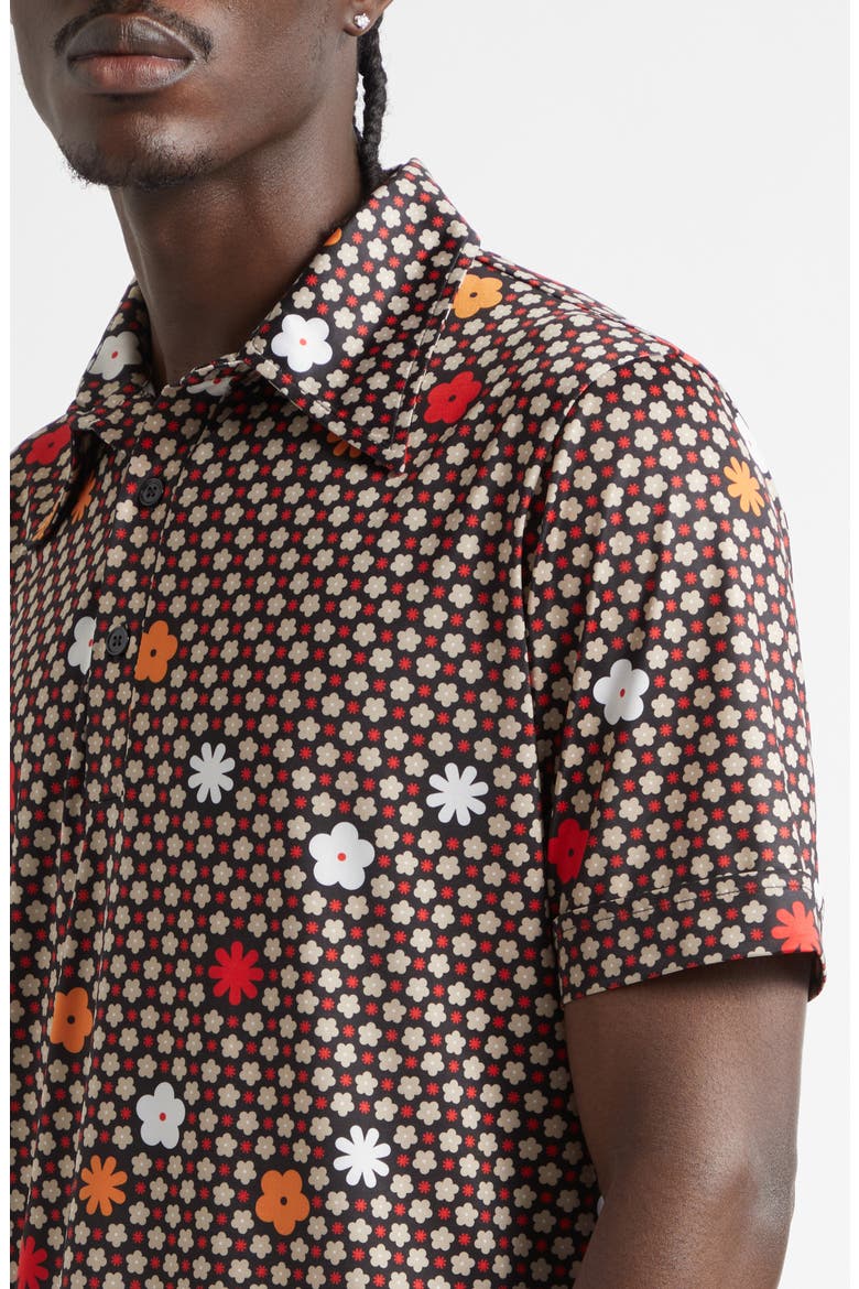 Floral Polo, Alternate, color, BLACK/ RED