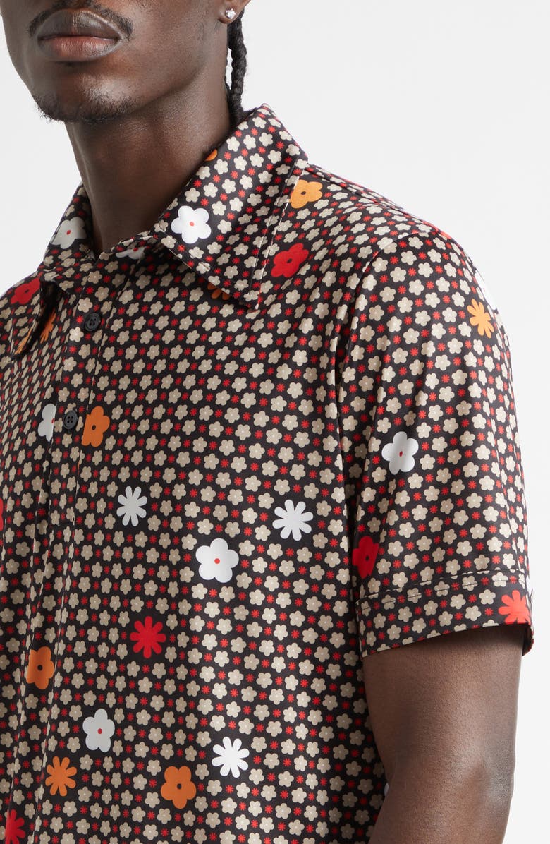MM6 Maison Margiela Floral Polo, Alternate, color, Black/ Red